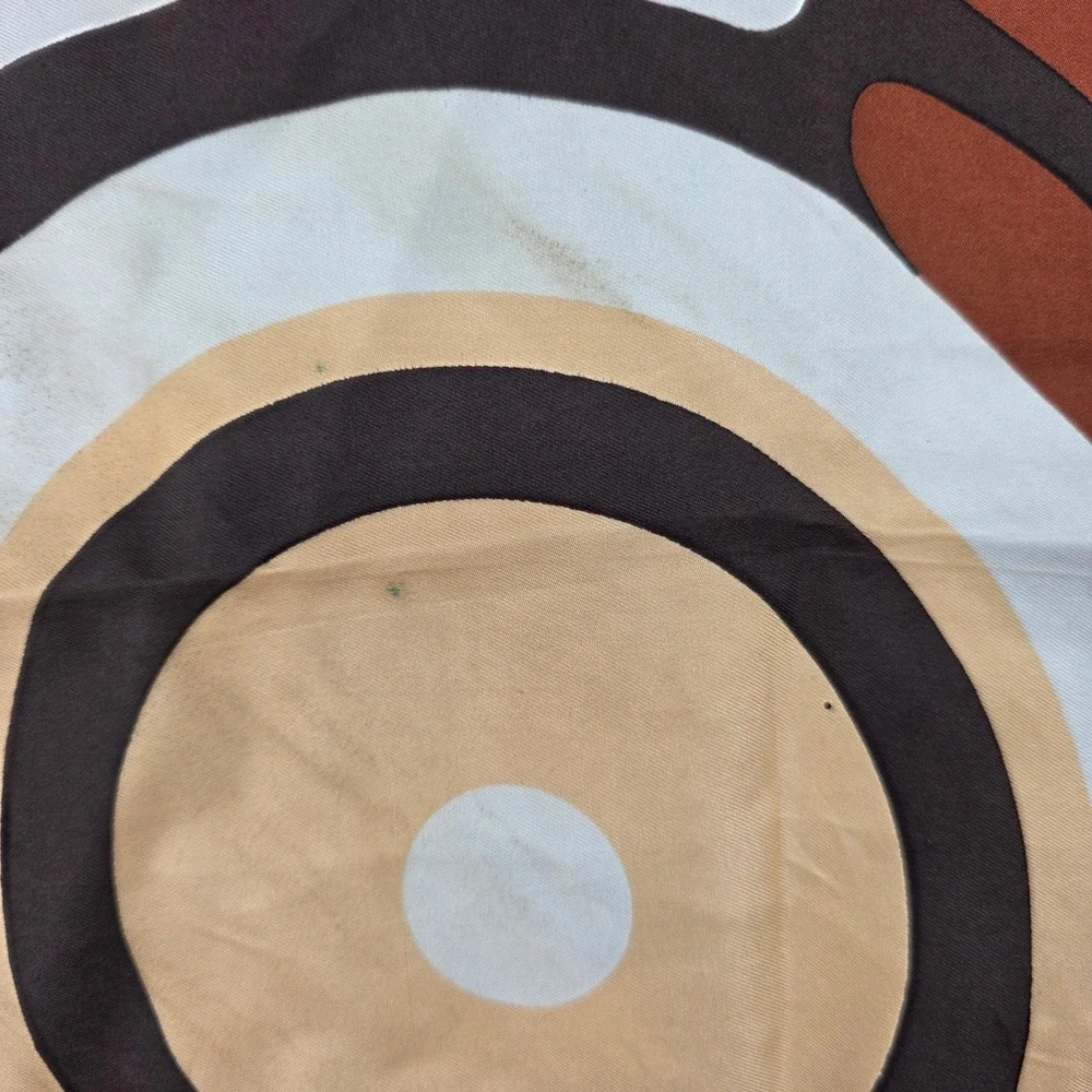 Yves Vacarisas Vintage Silk Scarf Brown Orange Graphic Classic Car Art Square